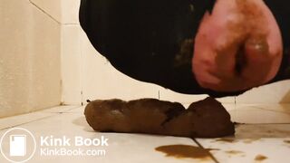 Dirty shit pig eating its meal (Scat)