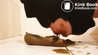 Dirty shit pig eating its meal (Scat)