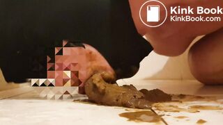 Dirty shit pig eating its meal (Scat)