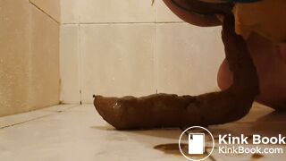 Dirty shit pig eating its meal (Scat)