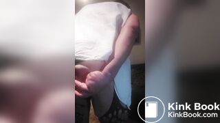 Tranny playing with butt pug