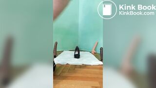 Sissy fag shitting in sisters high heels