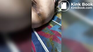 Girl ejecting shit with her ass