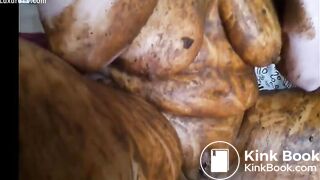 Chubby scat curious babe smears fresh shit all ove