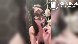 Girl lick buttplug