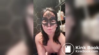 Girl lick buttplug