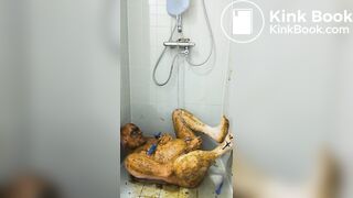 Satan slave takes a scat session during enema