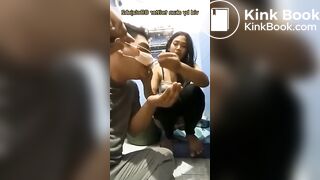 Indonesian hotwife make his cuckold eat shit