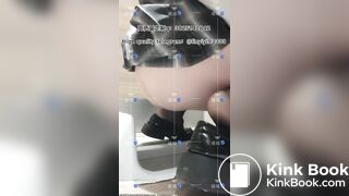 Beautiful girl poops in the toilet