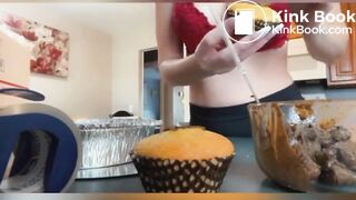 Hot girl making shit cupcakes