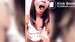 Toilet slut sucking shit off her butt plug