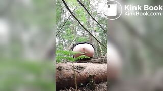Shitting out trickle of diarrhoea in the woods