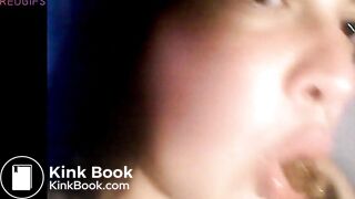 Amateur toilet whore chewing and swallowing a turd