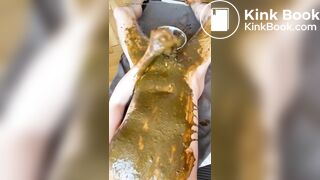 shit covered twink shoots huge load