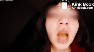 Toilet whore chewing on some shit