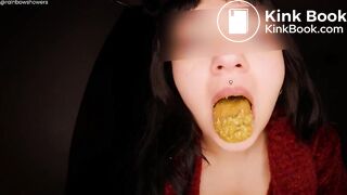 Toilet whore chewing on some shit