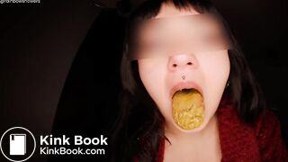 Toilet whore chewing on some shit