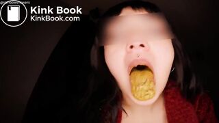 Toilet whore chewing on some shit