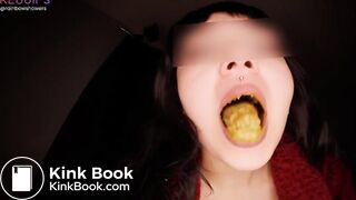 Toilet whore chewing on some shit