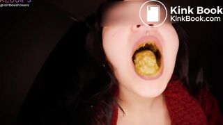 Toilet whore chewing on some shit