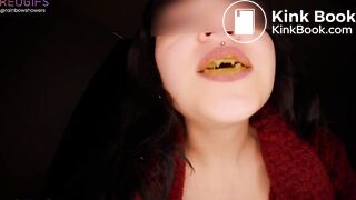 Toilet whore chewing on some shit