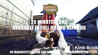 Outside the cow barn - couple in cowshit