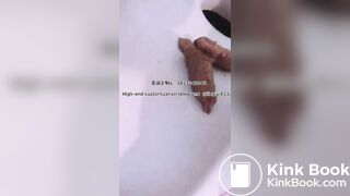 Beautiful girl poops in the toilet