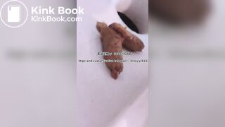 Beautiful girl poops in the toilet