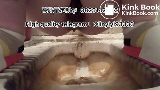Beautiful girl poops in the toilet
