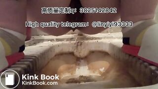 Beautiful girl poops in the toilet