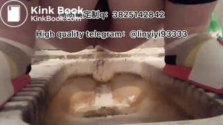 Beautiful girl poops in the toilet