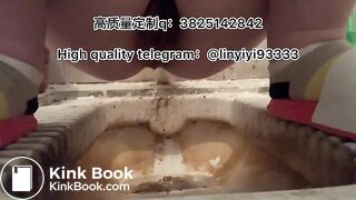 Beautiful girl poops in the toilet