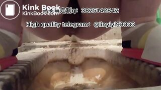 Beautiful girl poops in the toilet