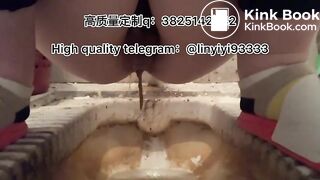 Beautiful girl poops in the toilet