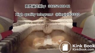 Beautiful girl poops in the toilet