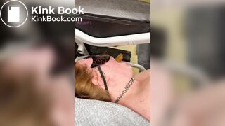 Ugly toilet slut eating her man's shit