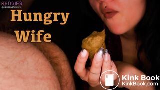 Hungry toilet slut eating her man's shit