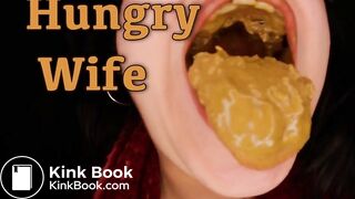 Hungry toilet slut eating her man's shit