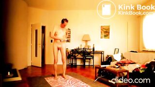 pissing oiling wanking then shitting