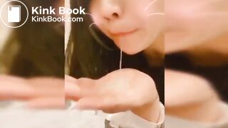 Scat, piss and cum, she eats the lot.