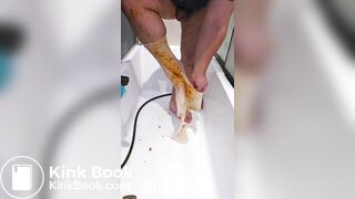 Crossdresser's shitty enema play