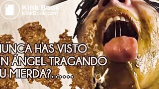 Hermosa mujer devorando su mierda