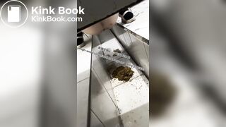 Beautiful girl poops in the toilet