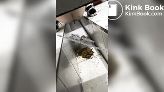 Beautiful girl poops in the toilet