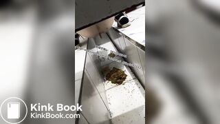 Beautiful girl poops in the toilet