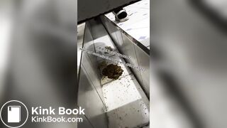 Beautiful girl poops in the toilet