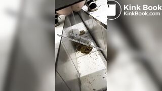 Beautiful girl poops in the toilet