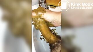 long dick smeared with shit cums