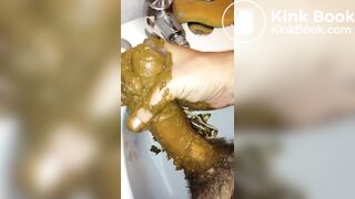 long dick smeared with shit cums