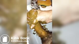 long dick smeared with shit cums